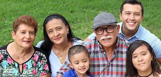 A portrait of different ages of Latinos/Hispanics. 