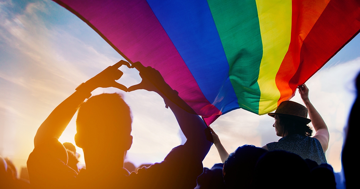 Lesbian, Gay, Bisexual, and Transgender (LGBTQ+) flag.