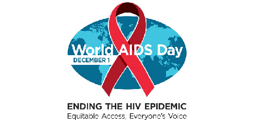 Word AIDS Day logo - Ending the HIV Epidemic. Equitable Access, Everyone's Voice.