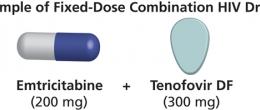 Example of a fixed-dose combination (FDC) HIV drug is Atripla, a combination of efavirenz, emtricitabine, and tenofovir disoproxil fumarate.