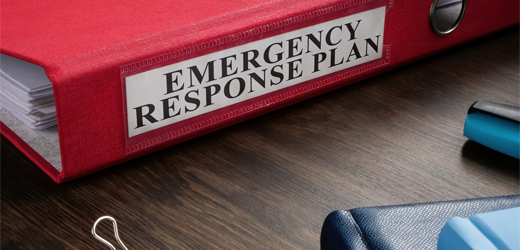 Binder with words that say Emergency Response Plan.